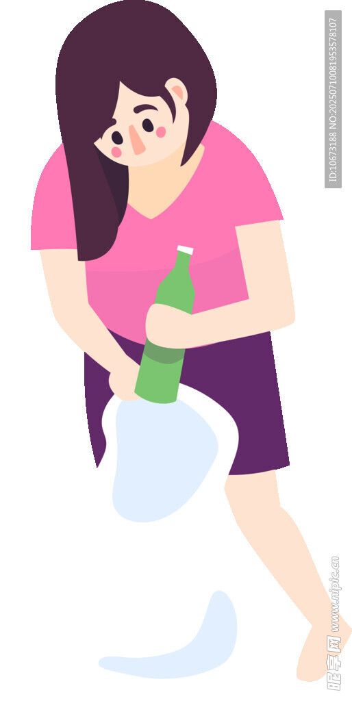 女子手持瓶子倒液体