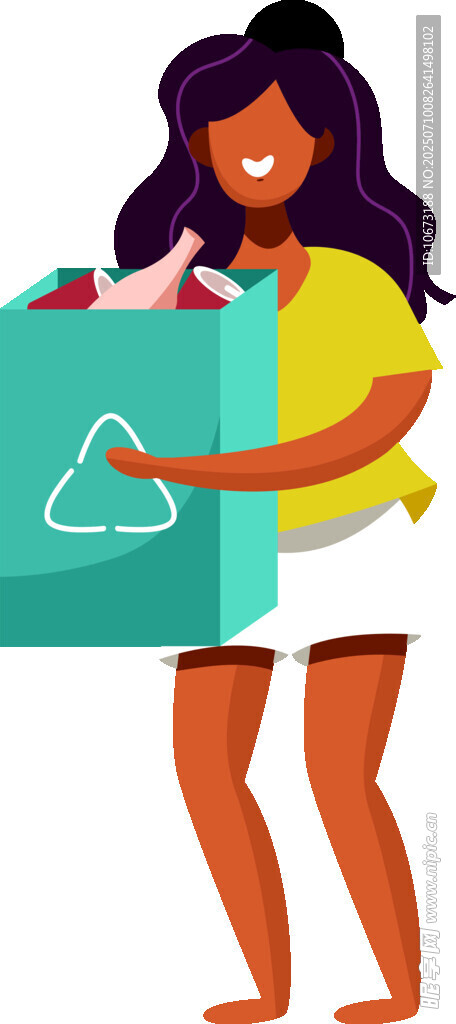 女子手持回收箱进行环保