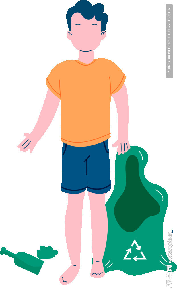 男子扔垃圾践行环保行动