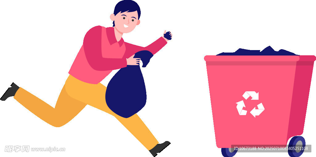奔跑扔垃圾的环保人士