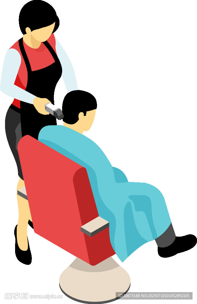 女士为顾客理发场景