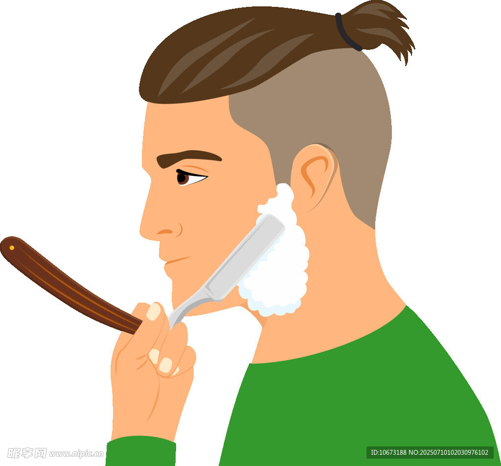 男士手持剃刀剃须画面