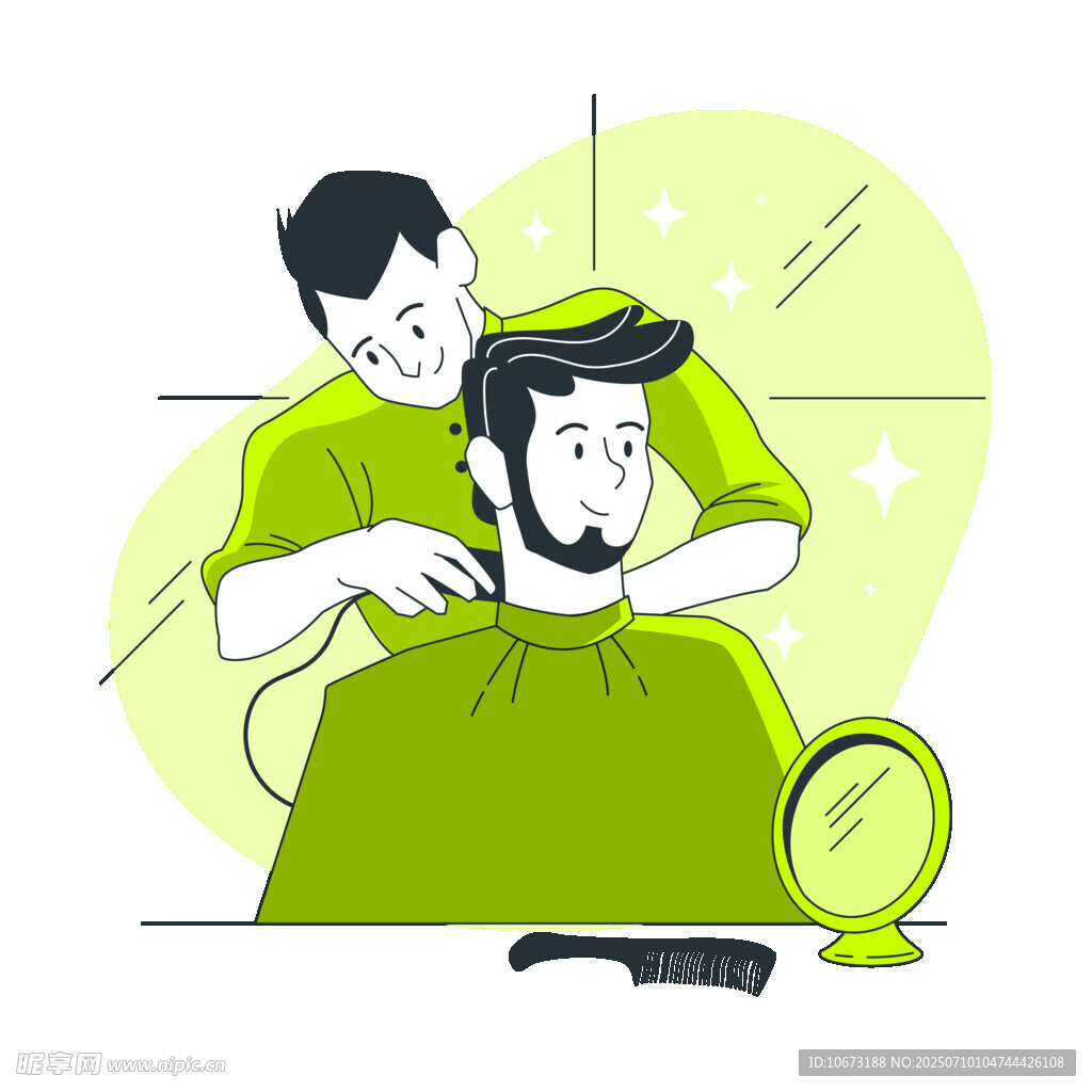 理发师为顾客精心理发