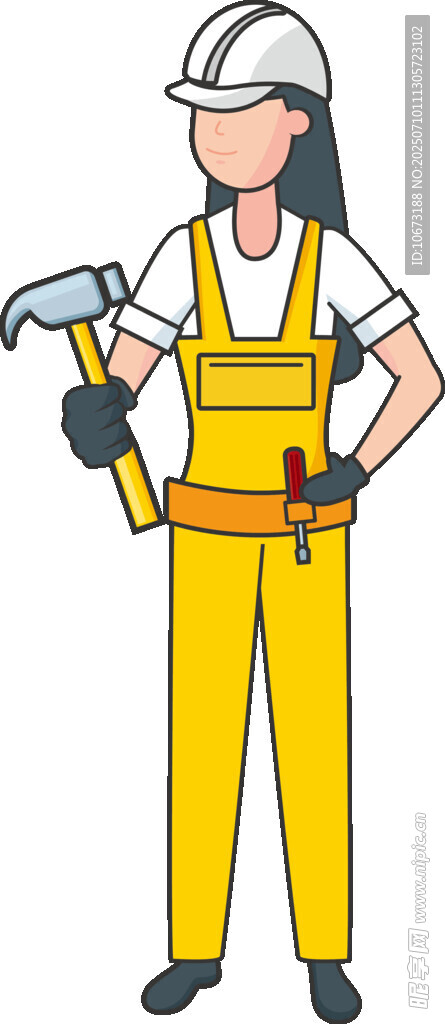 女建筑工人手持工具