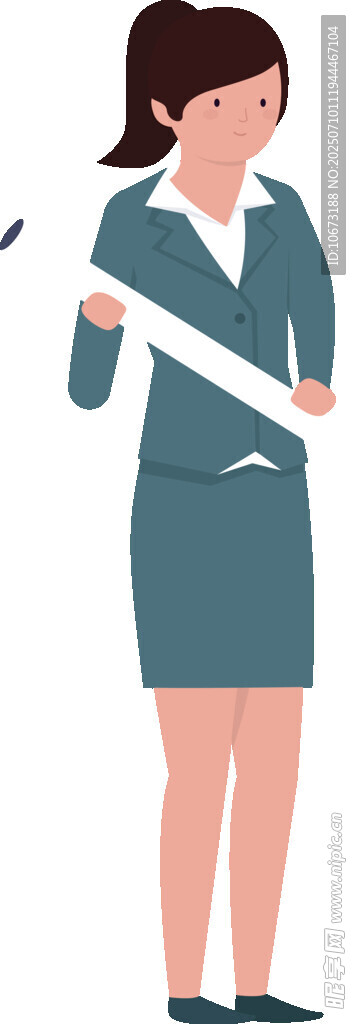 职场女性整理领带形象图