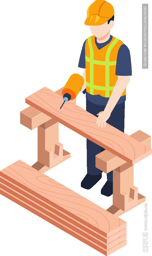 工人专注搭建木质结构