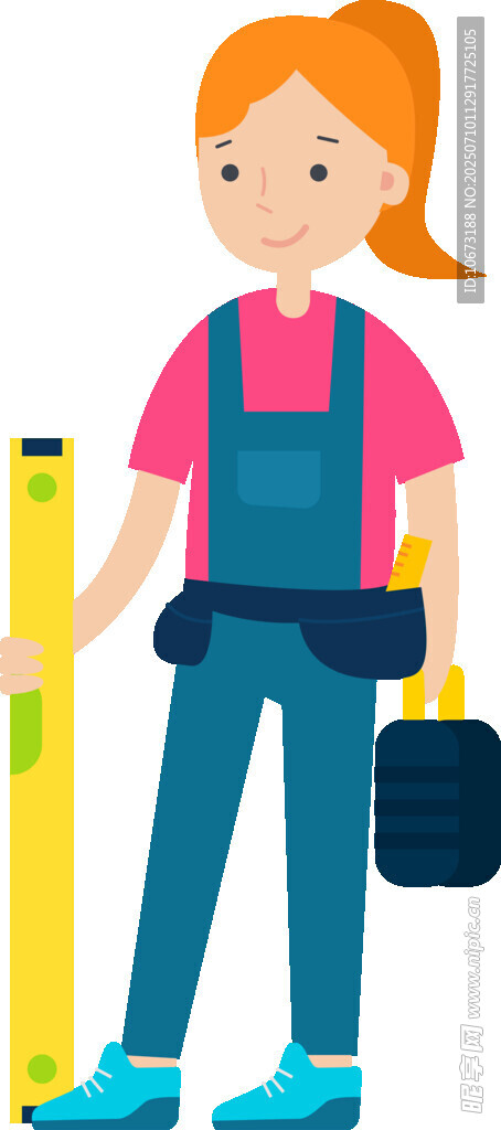 女工人手持工具准备工作
