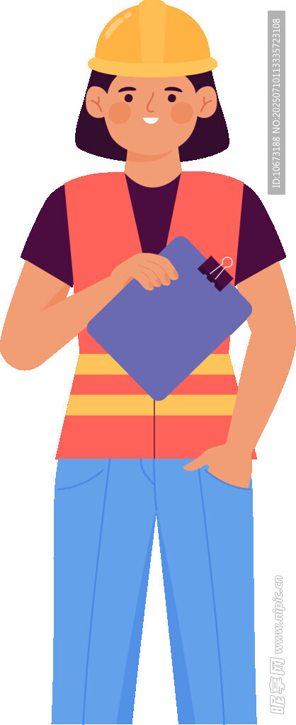 女建筑工人手持文件夹