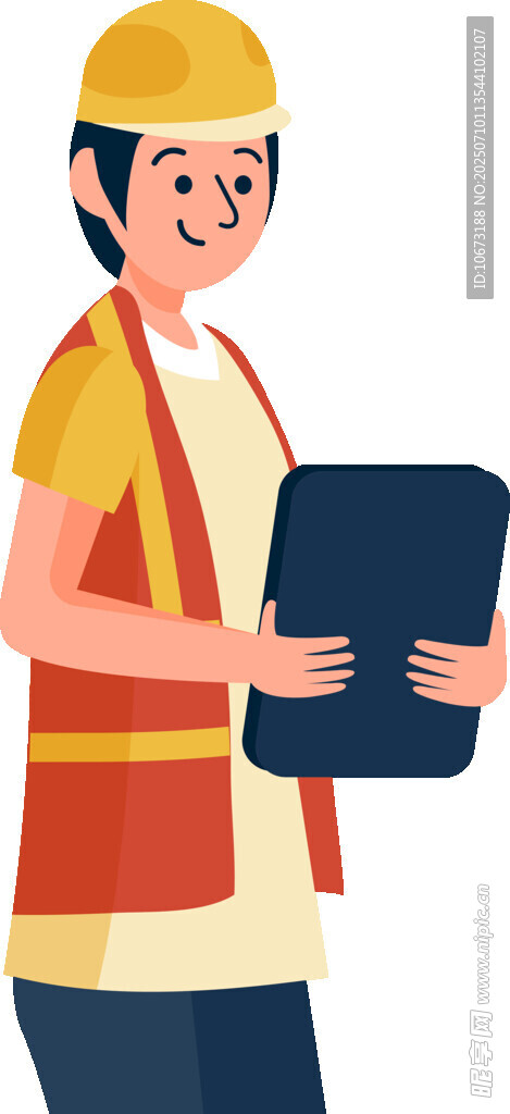 女建筑工人手持平板电脑