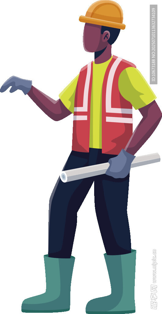 建筑工人手持工具指挥
