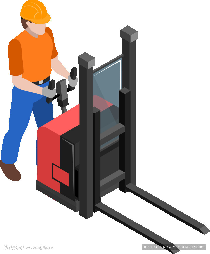 工人操作叉车