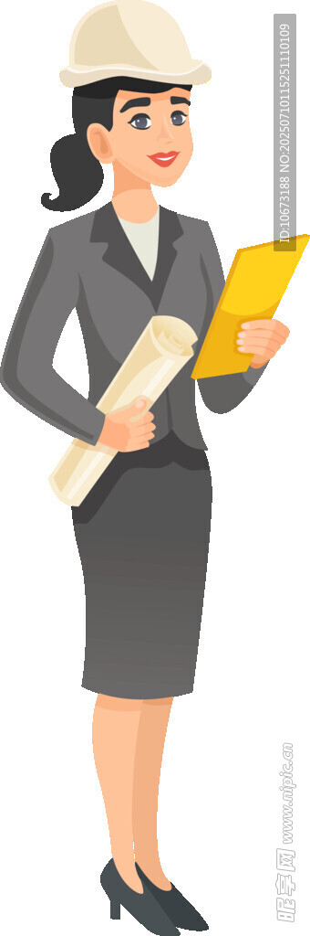 干练女工程师手持图纸