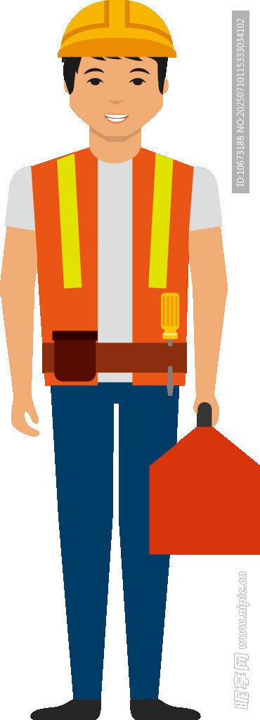 建筑工人手持安全帽形象