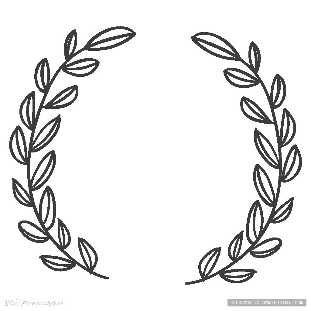 简约手绘月桂叶花环图案