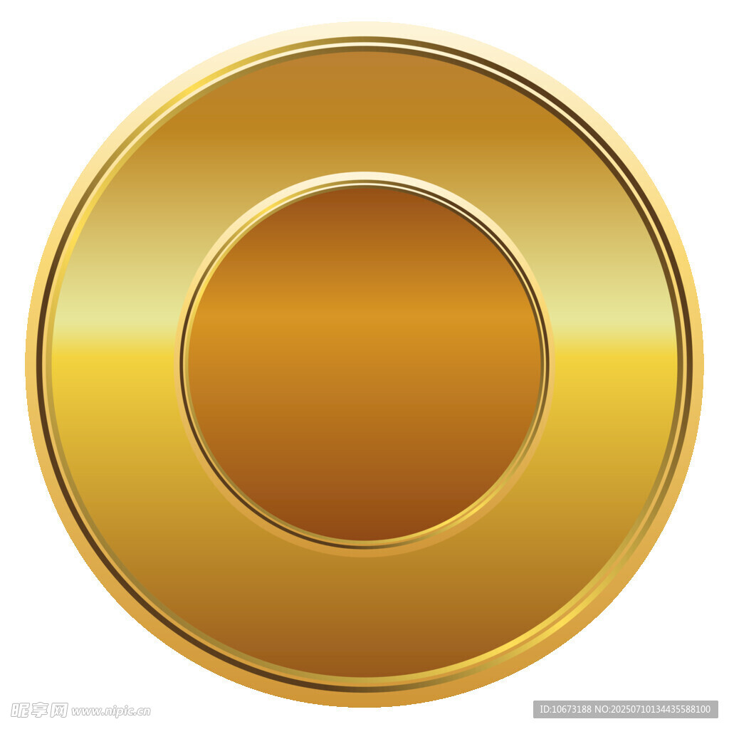 金色圆形金属质感图标