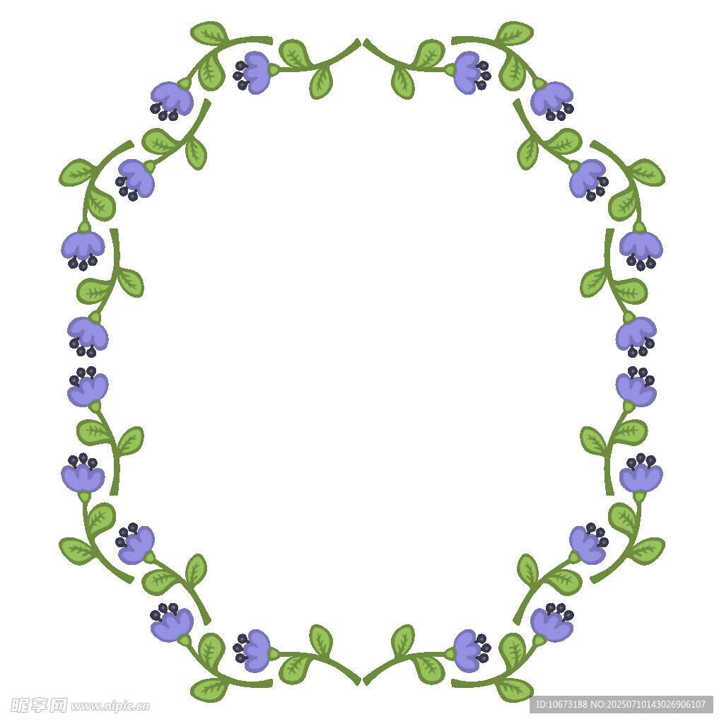 紫色花朵绿叶组成的花环