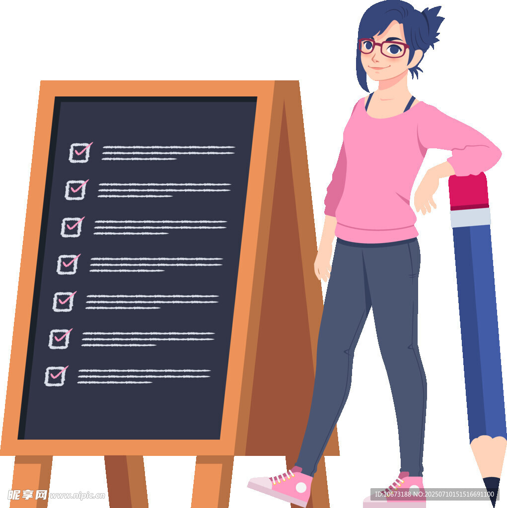 女士旁的任务清单展示板