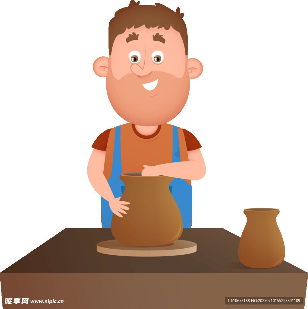 陶艺师专注制作陶罐