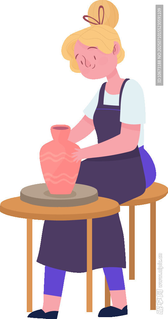 陶艺师专注制作陶罐