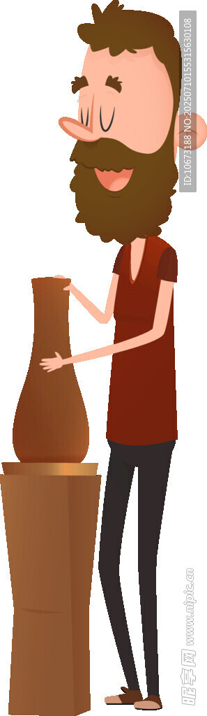 工匠专注制作陶艺作品