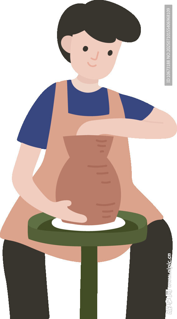 陶艺师专注制作陶罐