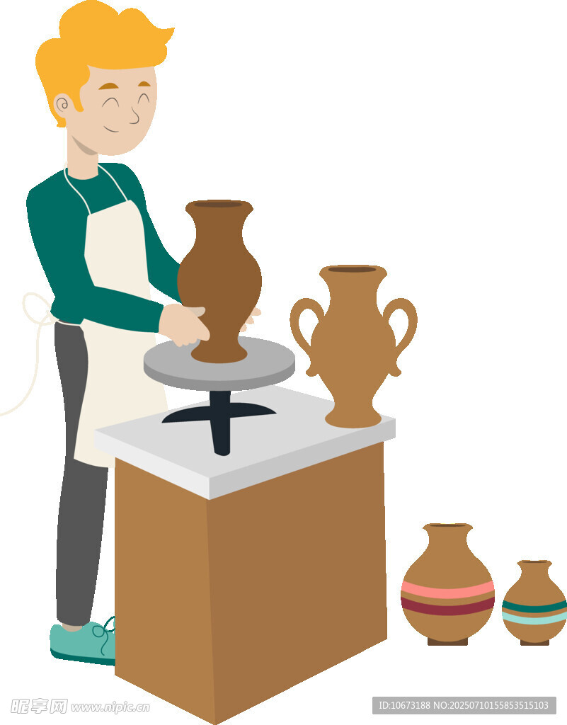 陶艺师专注制作精美陶器