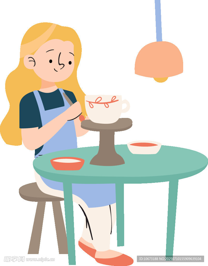 女孩专注制作美味蛋糕