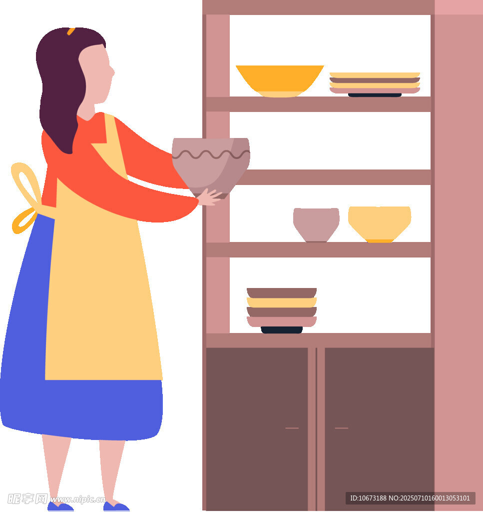 女子厨房整理餐具