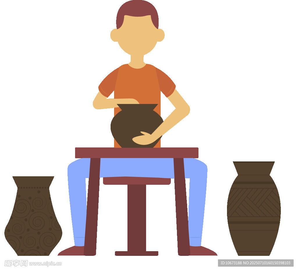 陶艺师专注制作陶罐