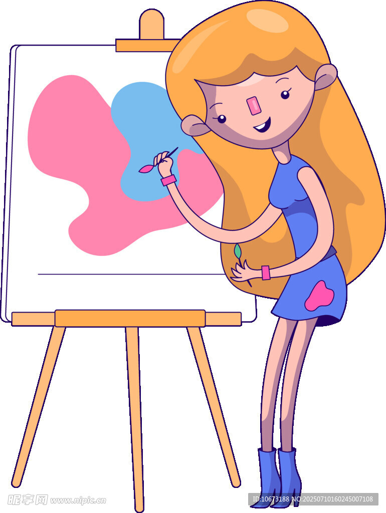女孩专注于画板作画