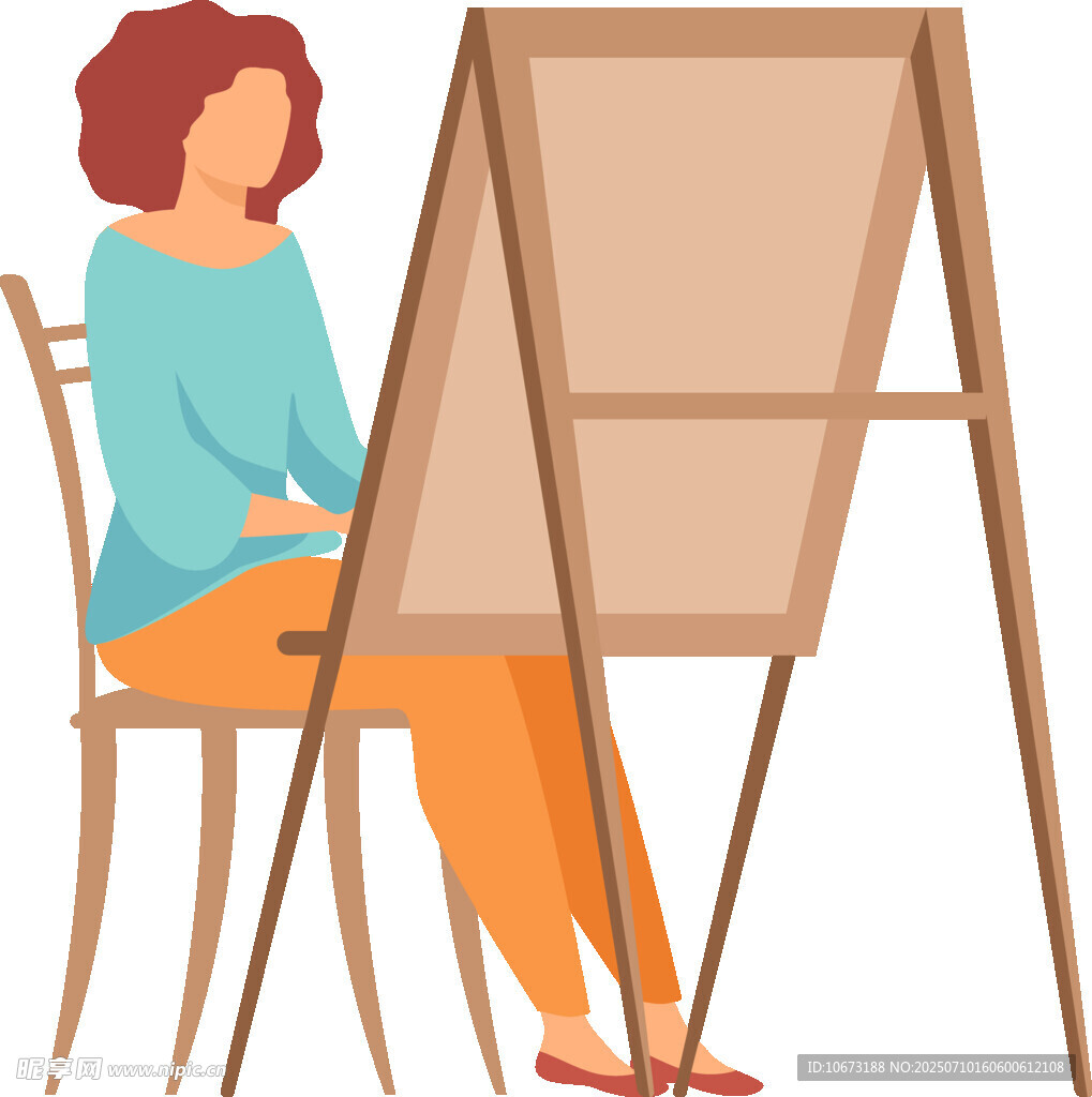 女子专注于画架前作画