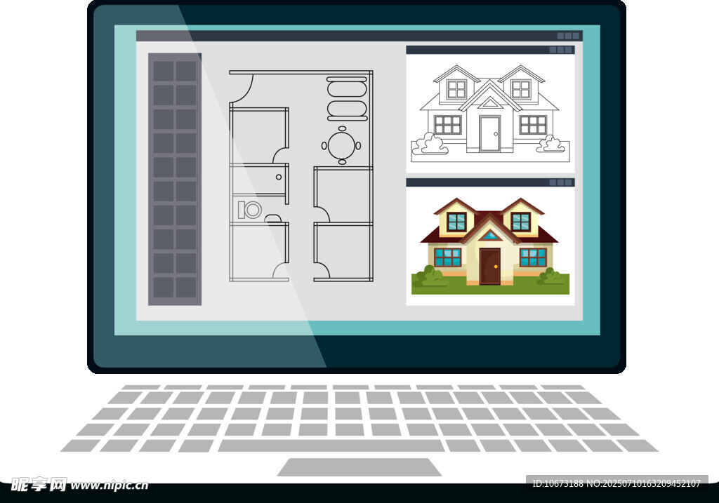 电脑上的房屋建筑设计图