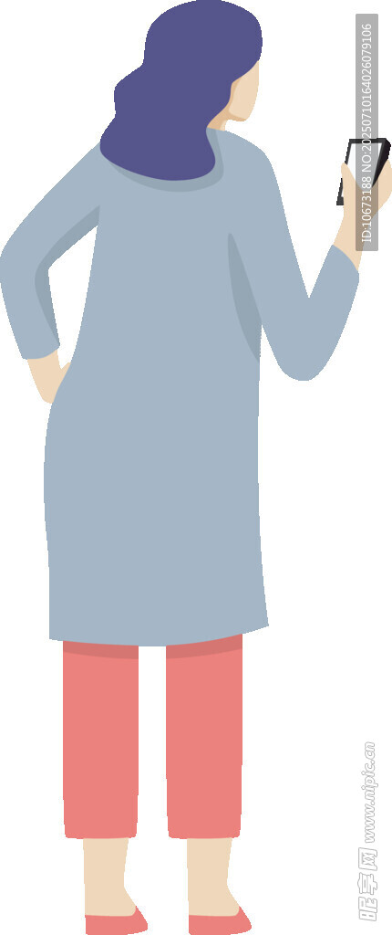 女子手持手机背影