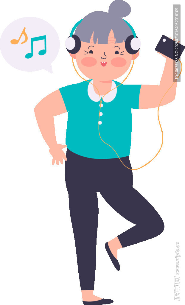老年女性活力满满听音乐