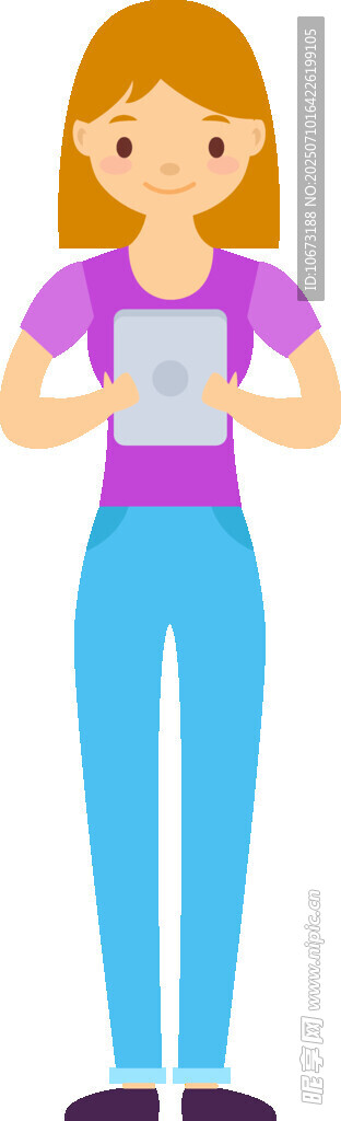 手持平板的活力女孩