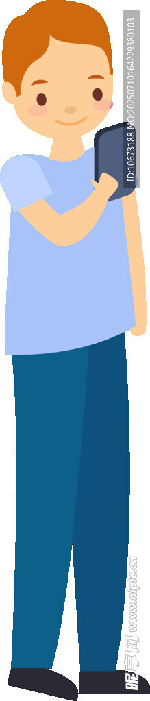男孩专注玩手机画面