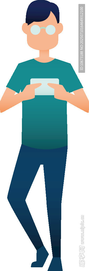 男子手持物品站立形象