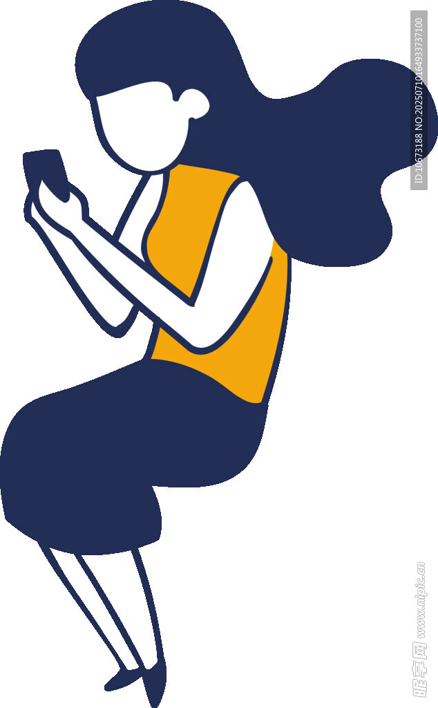 女孩专注玩手机