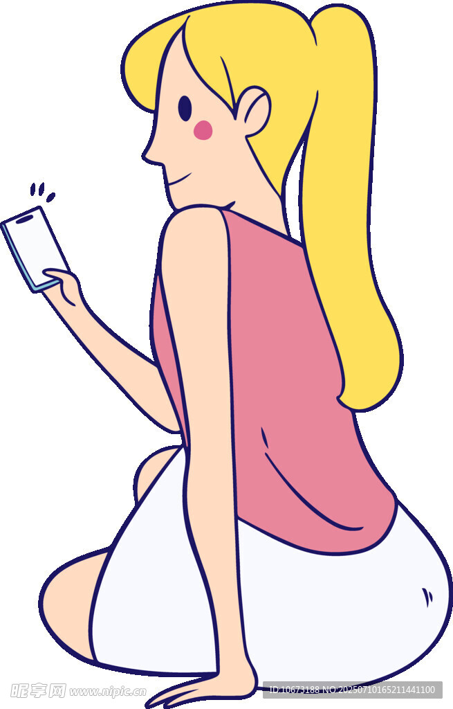 女子专注玩手机画面