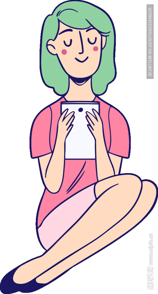 女孩惬意玩手机