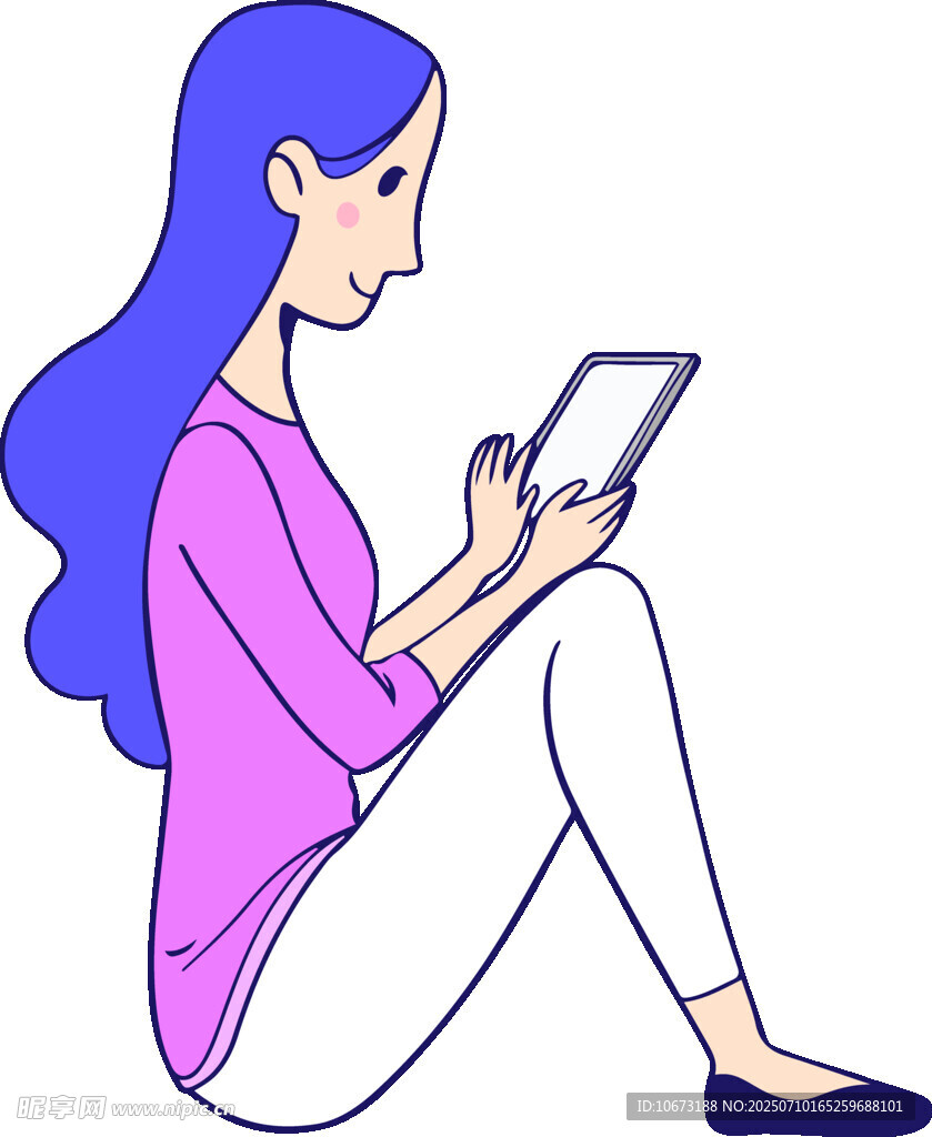 女子坐着专注玩手机