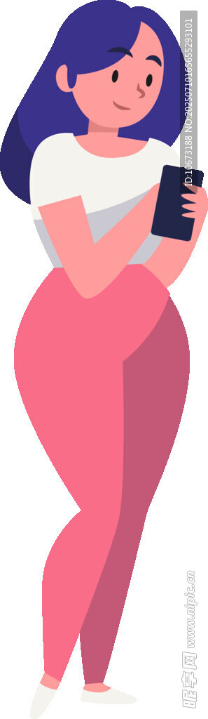胖女孩手持手机