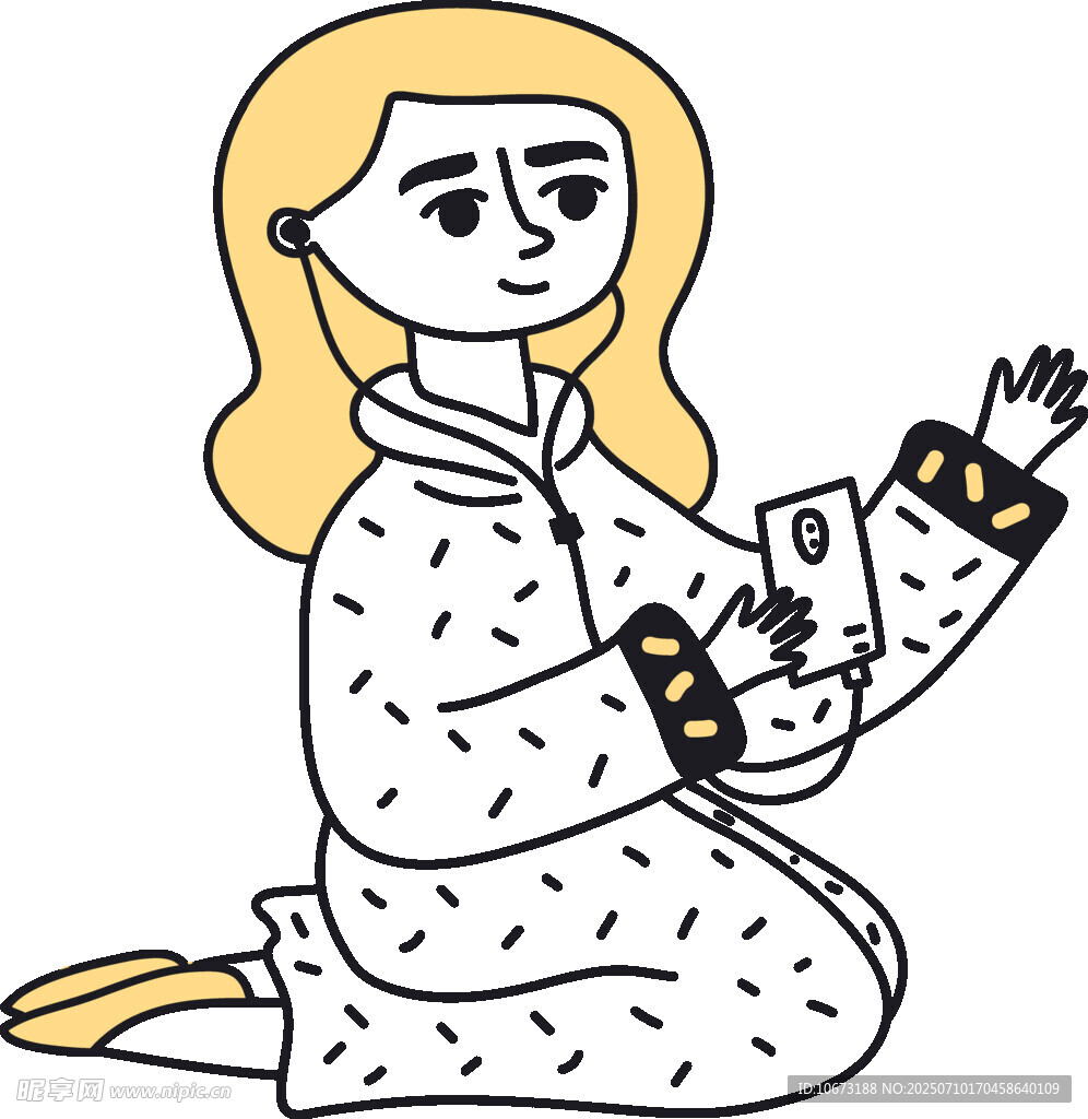 坐着的卡通女孩