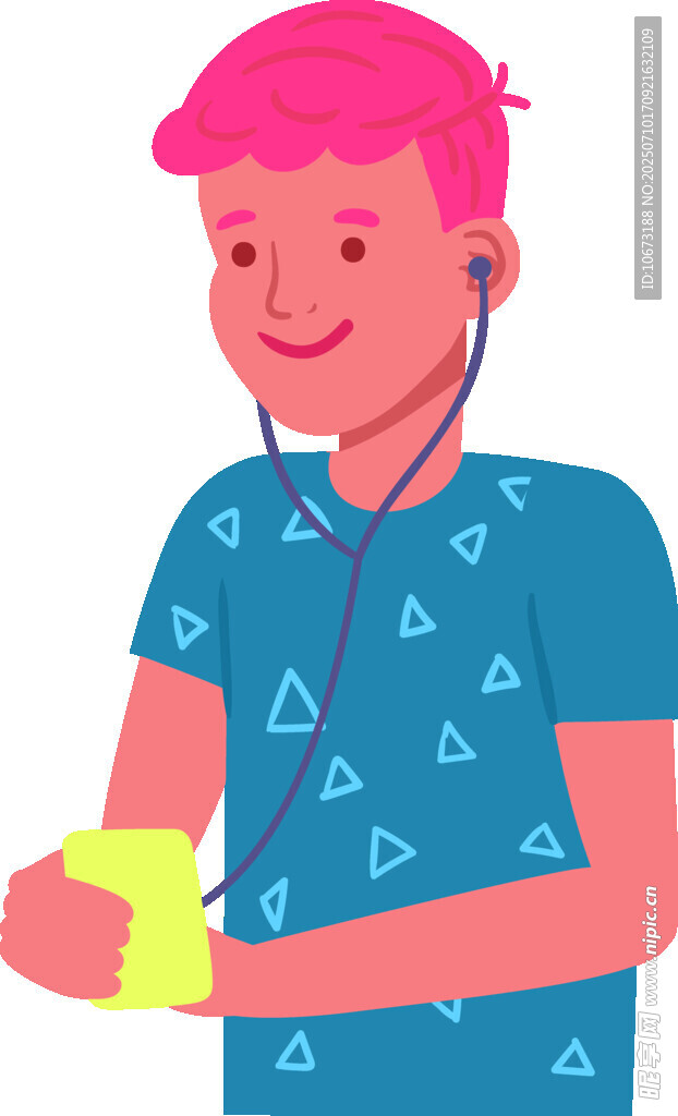 戴耳机听歌的活力男孩