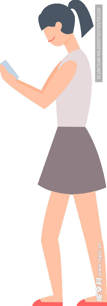 女孩专注使用手机