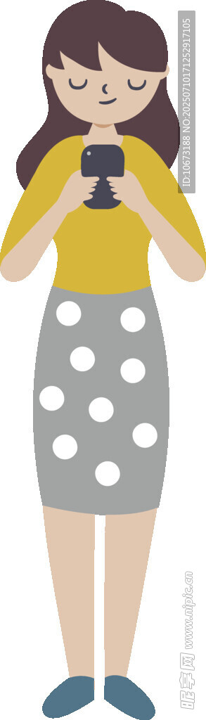 女孩专注看手机画面