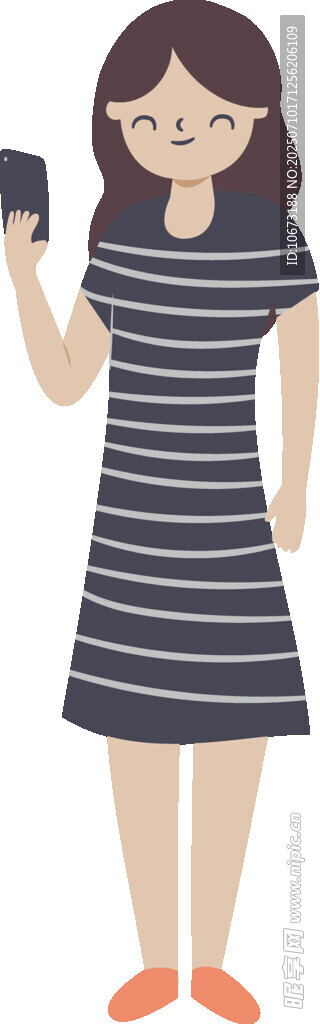 女子手持手机站立