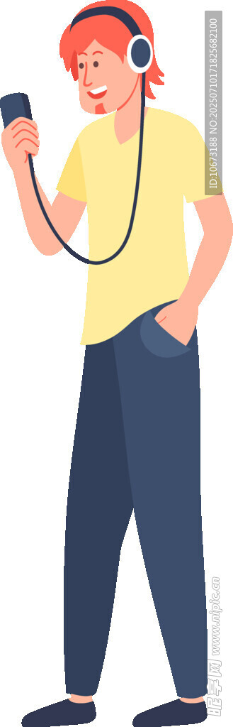 戴耳机听歌的休闲男子