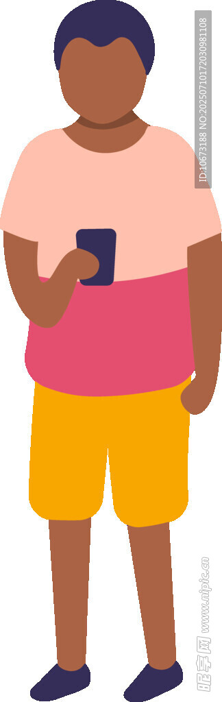 男子手持手机休闲装扮