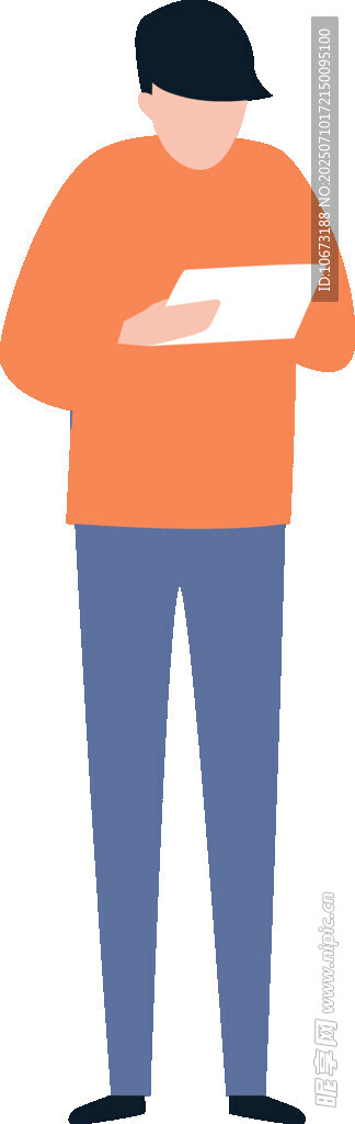 男子手持平板专注查看